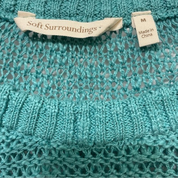 Soft Surroundings Womens
Serafina Sweater M Teal Stripe Open Knit - Picture 5 of 9
